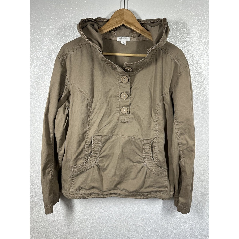 Great Northwest Pullover Jacket Womens Large Hooded Utility Button Pocket Workwe